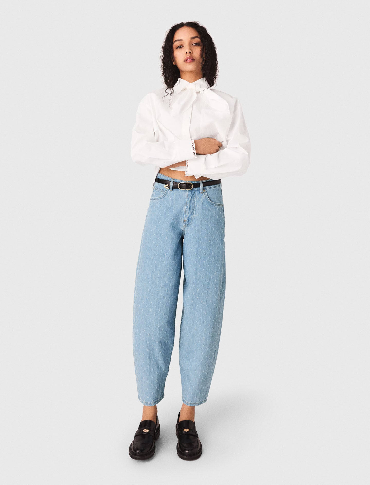 Maje Textured balloon jeans