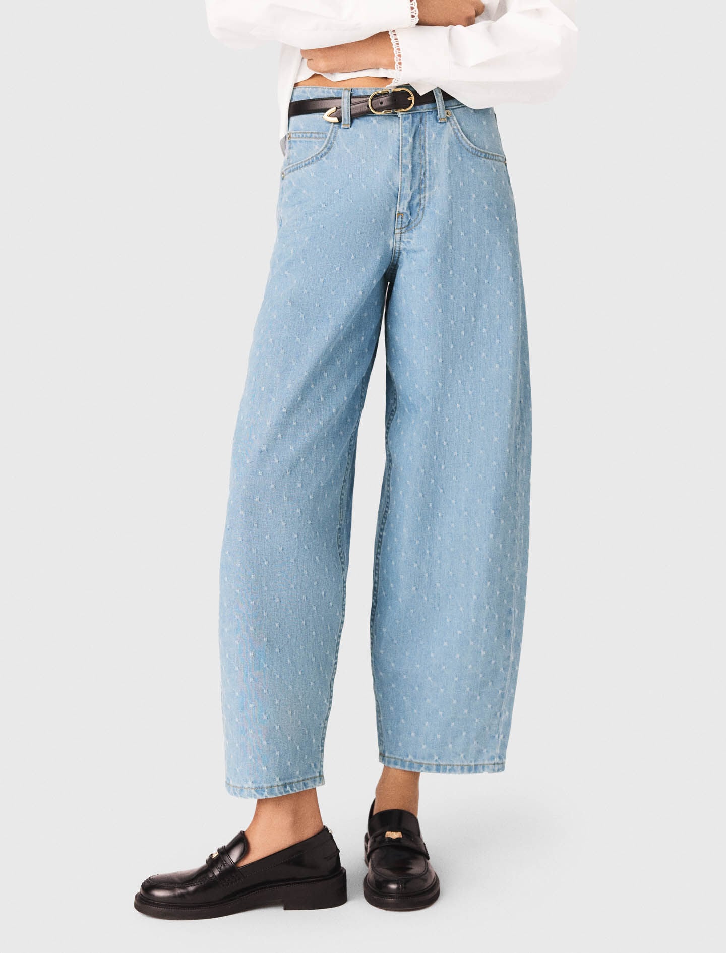 Maje Textured balloon jeans