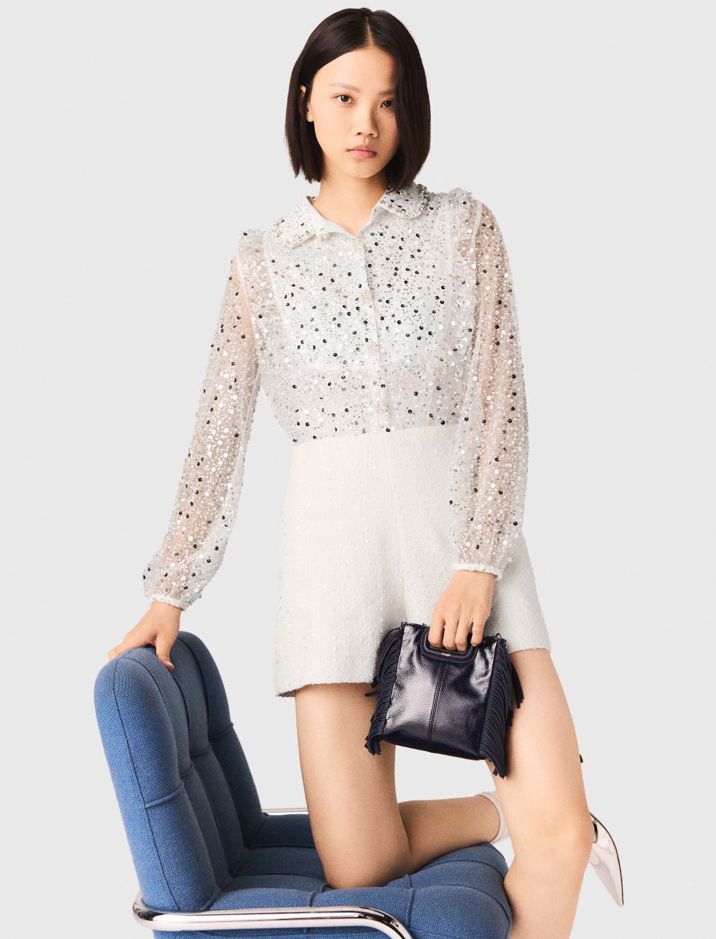 Maje Sequin Tweed Jumpsuit