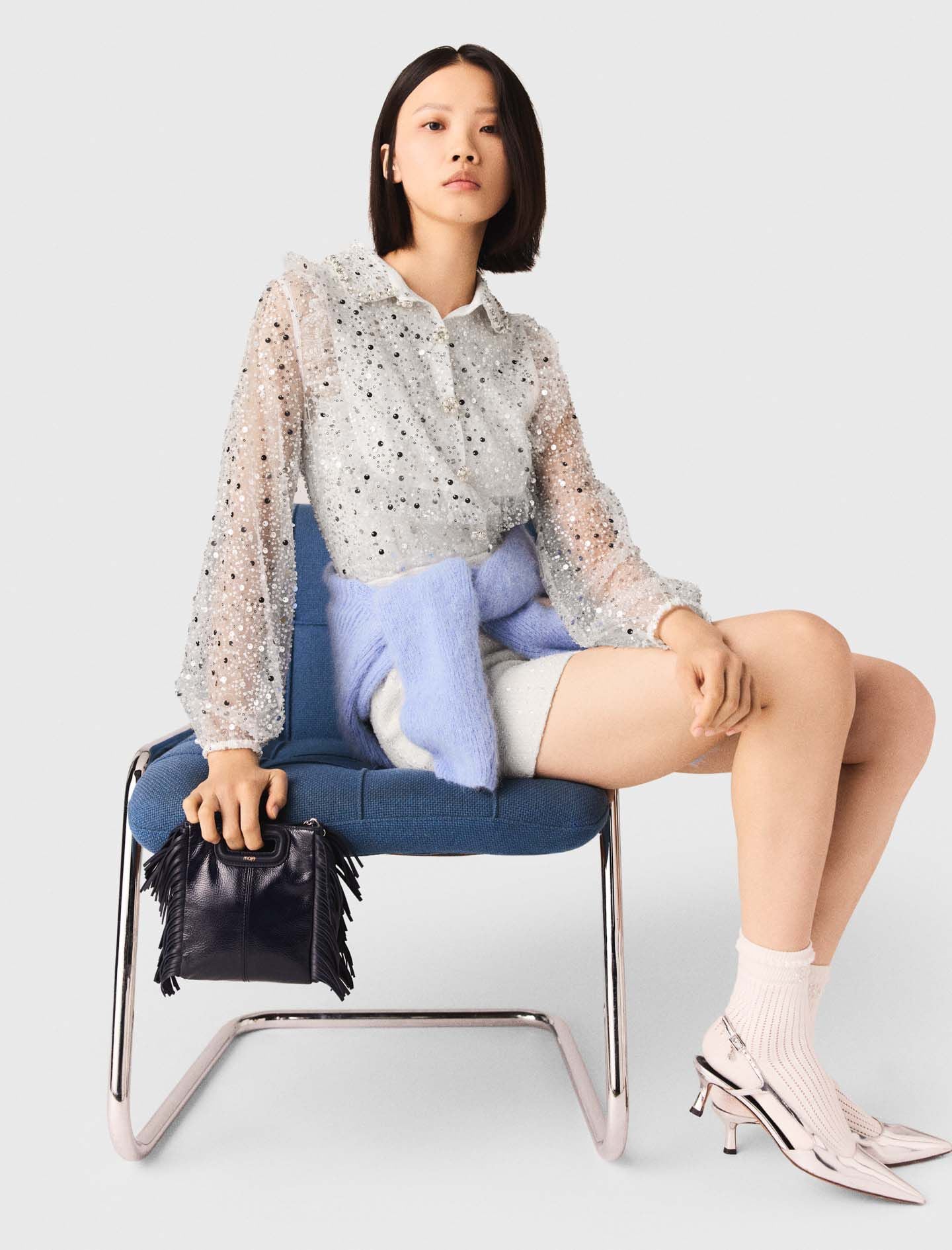 Maje Sequin Tweed Jumpsuit