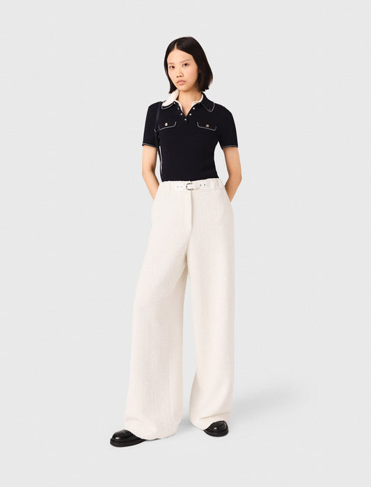 Maje Wide-leg tweed trousers