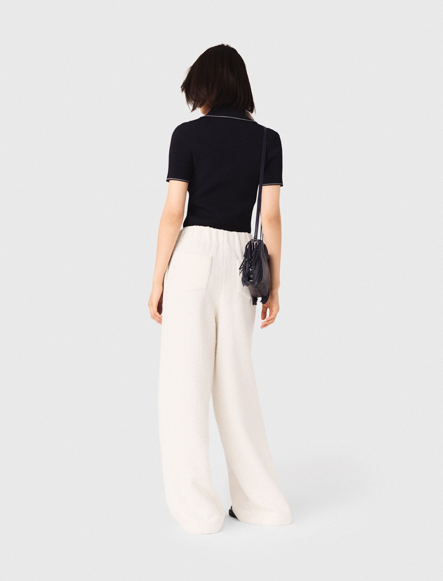 Maje Wide-leg tweed trousers