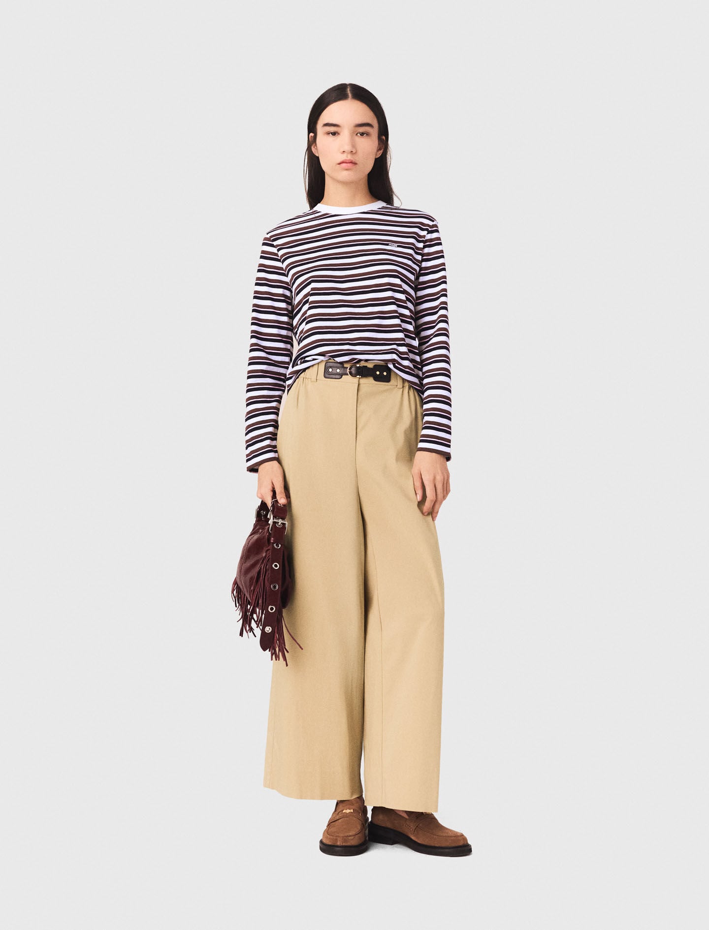 Maje Wide-leg cotton pants