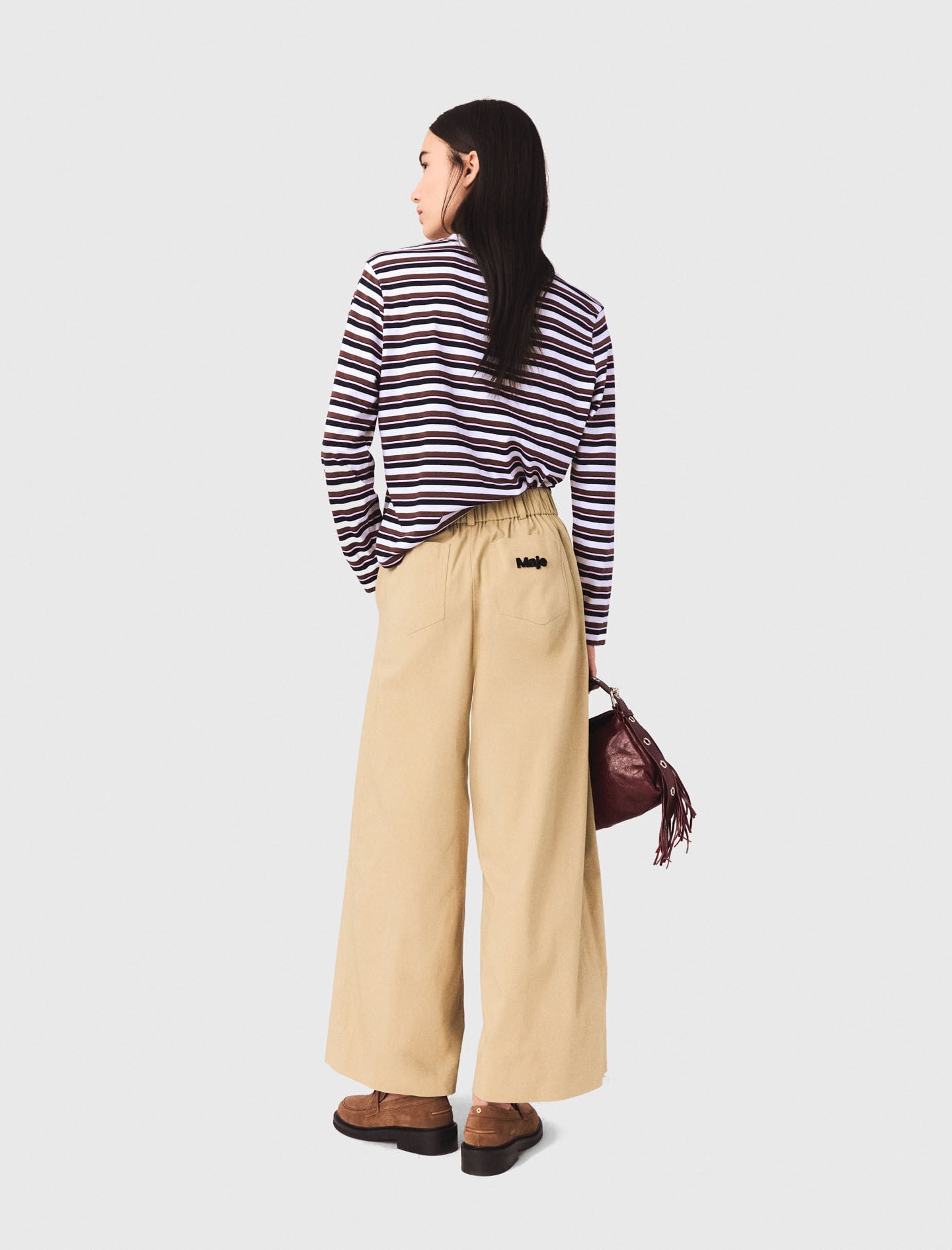 Maje Wide-leg cotton pants