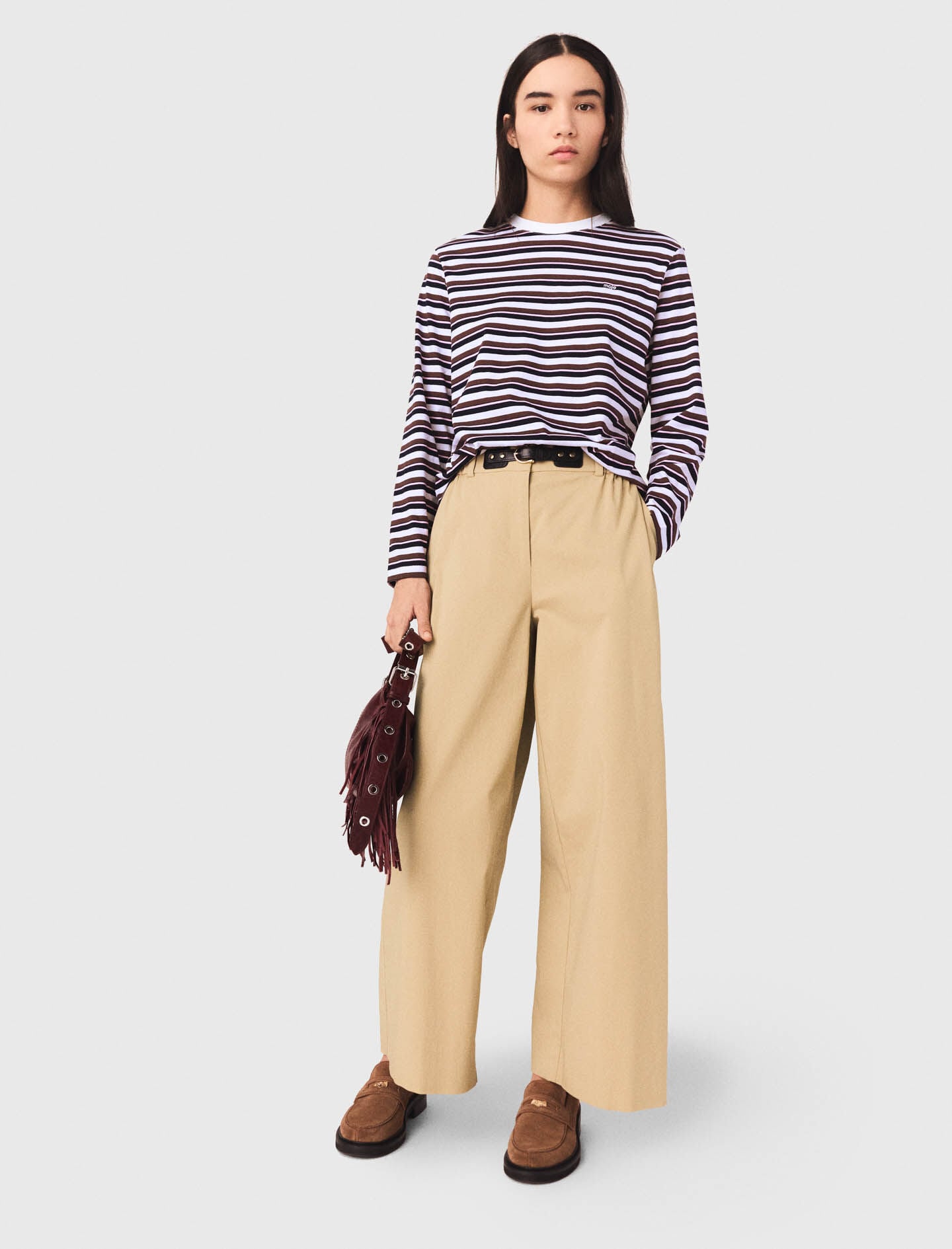 Maje Wide-leg cotton pants