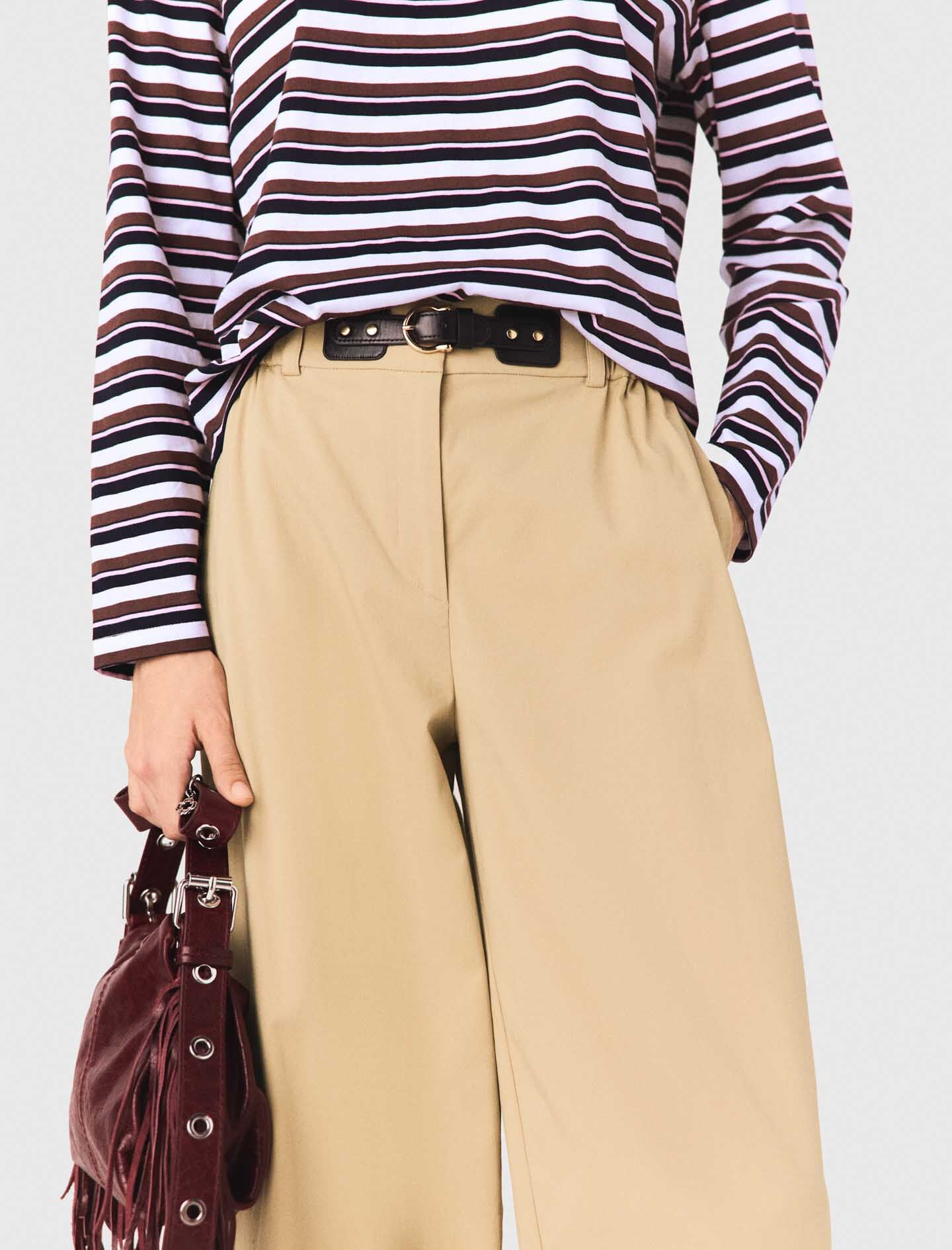 Maje Wide-leg cotton pants