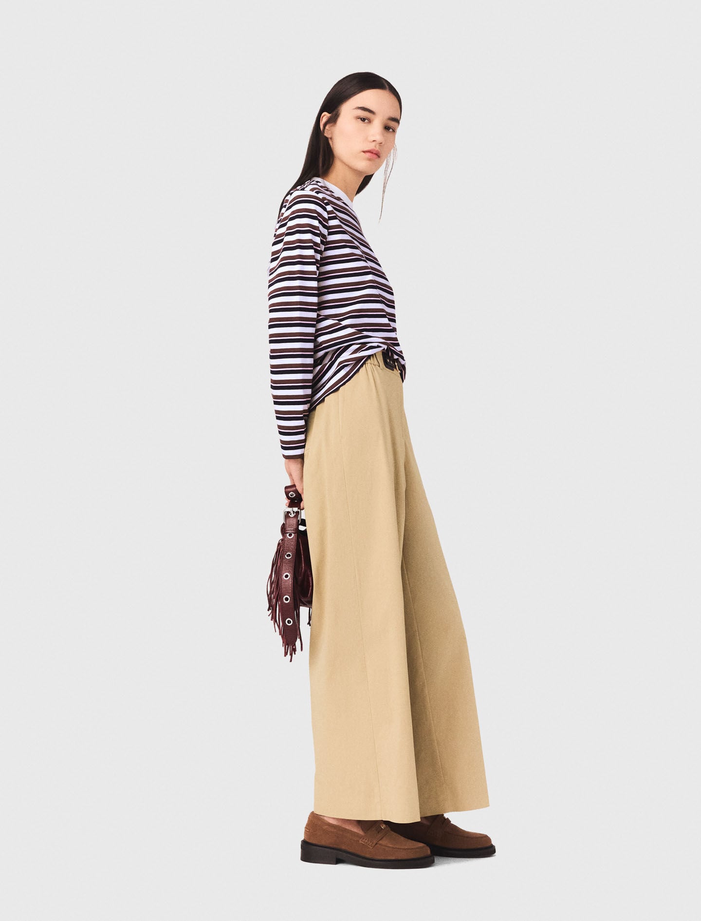 Maje Wide-leg cotton pants