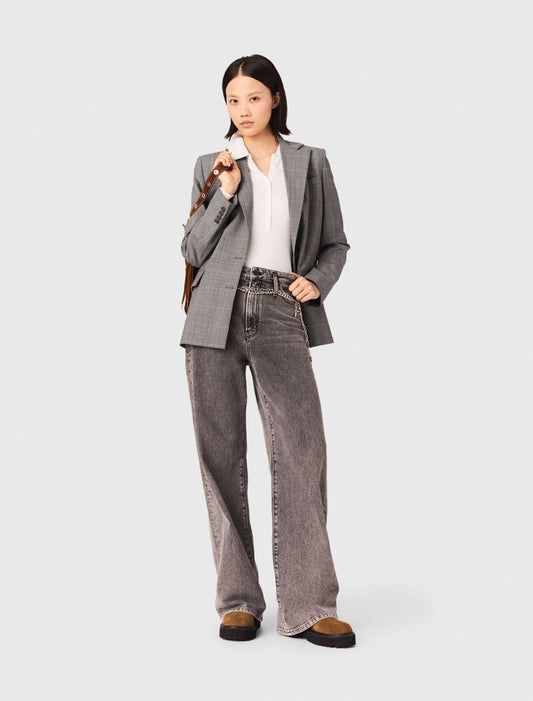 Maje Wide-leg jeans with chain-link belt