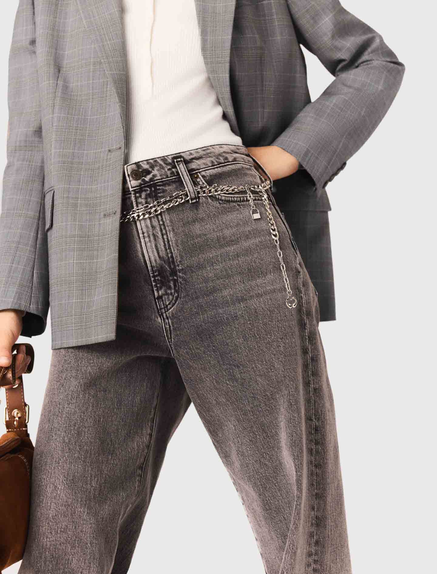 Maje Wide-leg jeans with chain-link belt