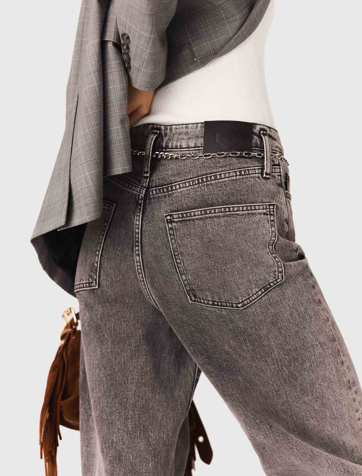 Maje Wide-leg jeans with chain-link belt