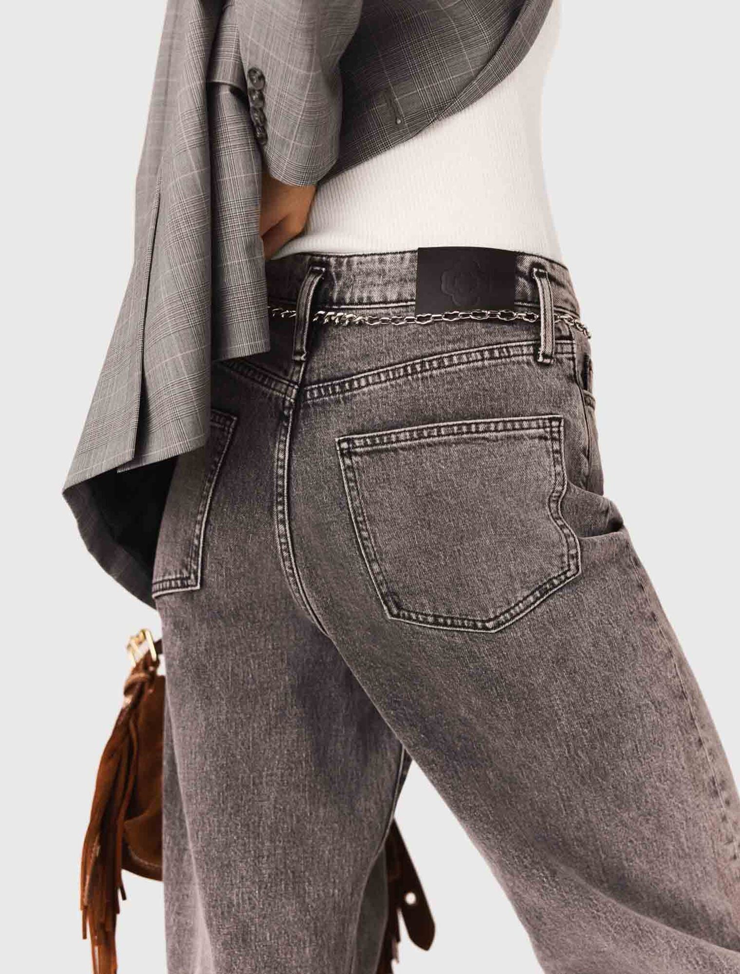 Maje Wide-leg jeans with chain-link belt