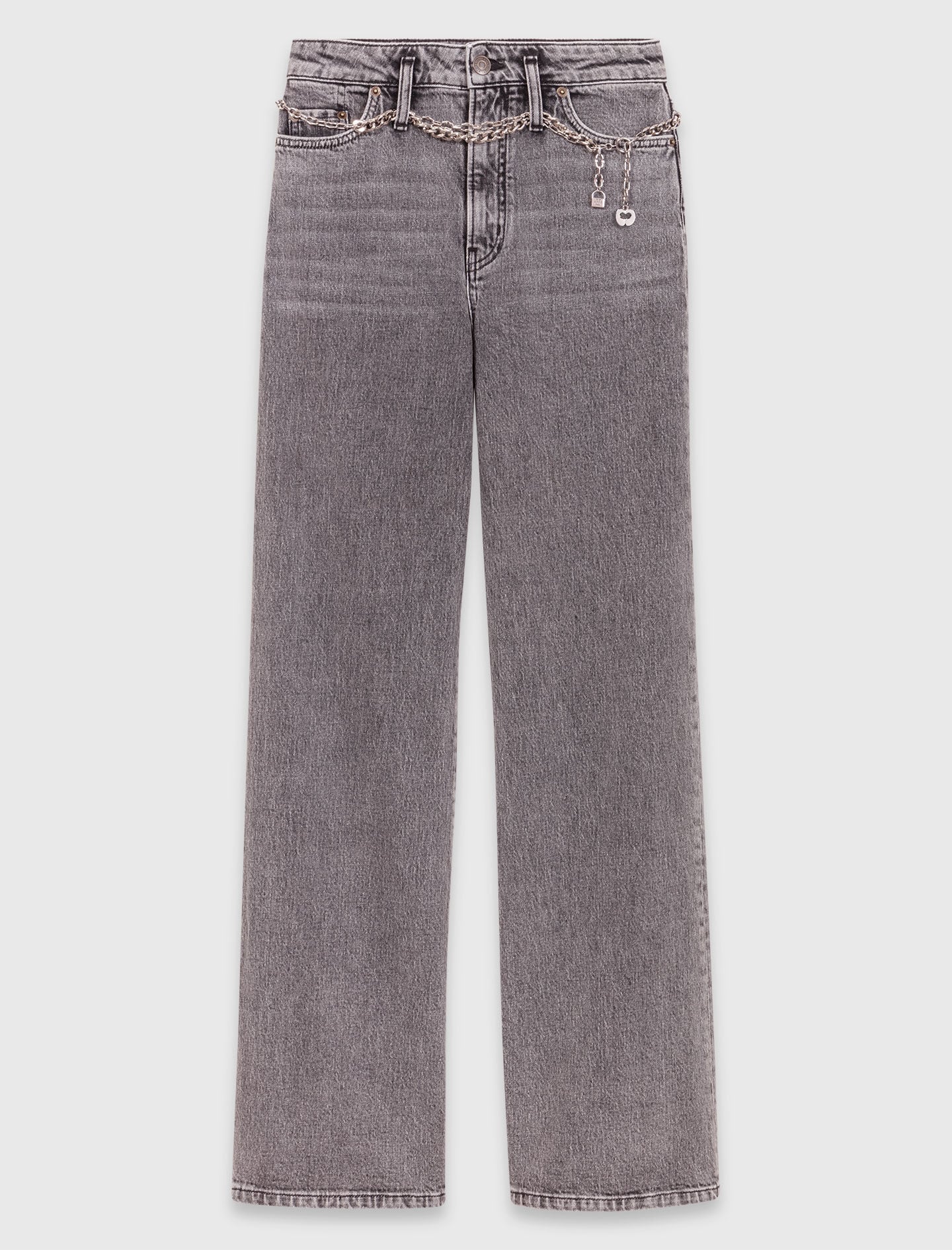 Maje Wide-leg jeans with chain-link belt
