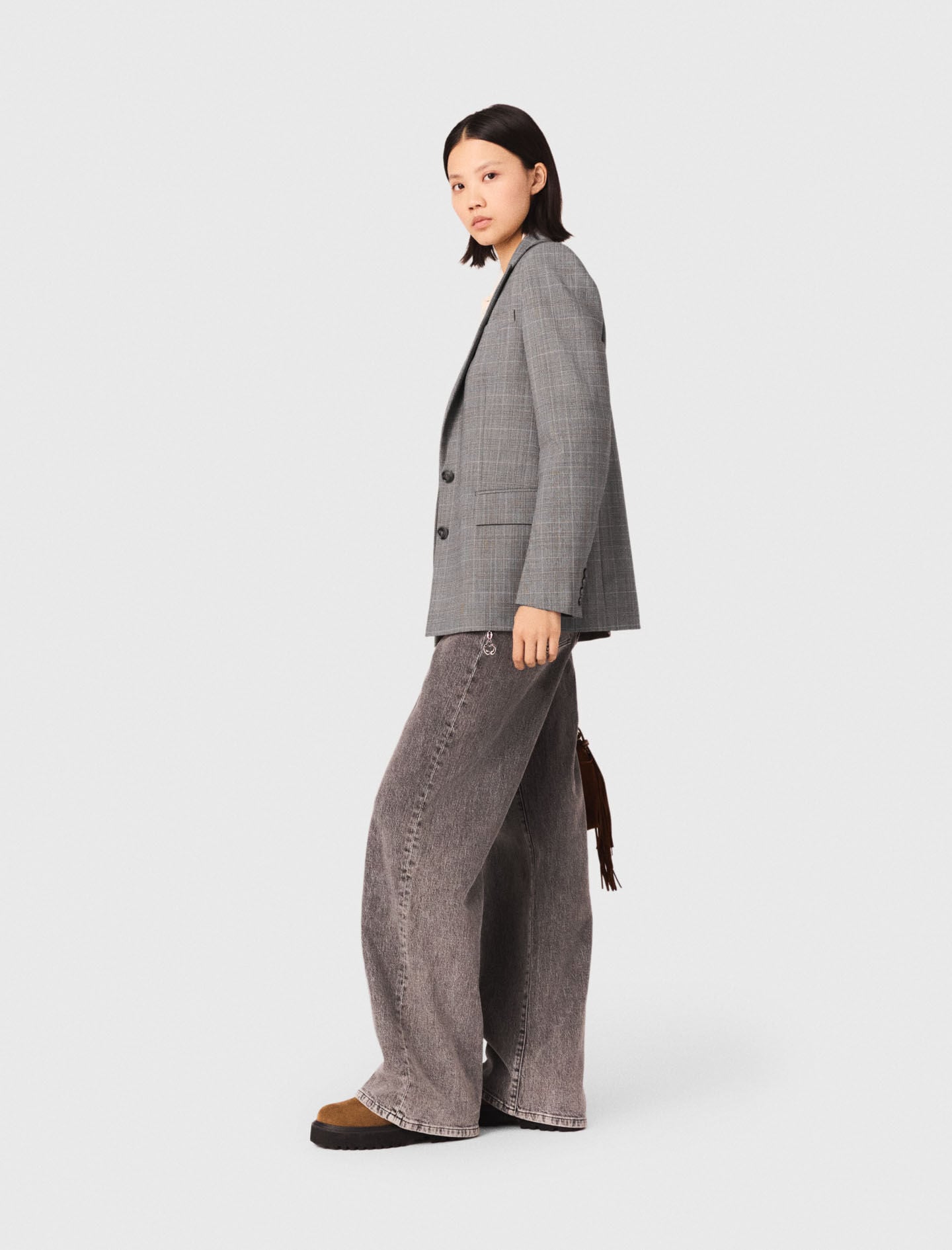 Maje Wide-leg jeans with chain-link belt