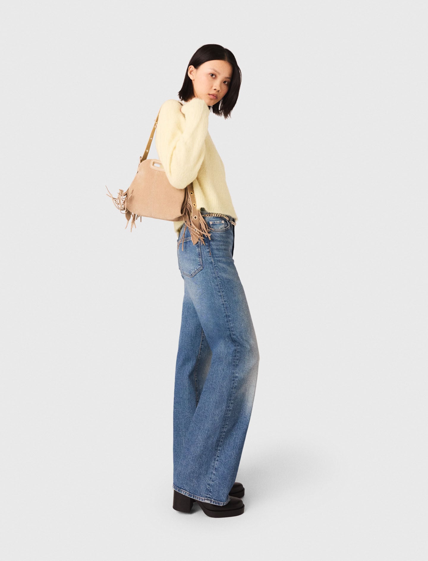 Maje Jeans with chain-link belt