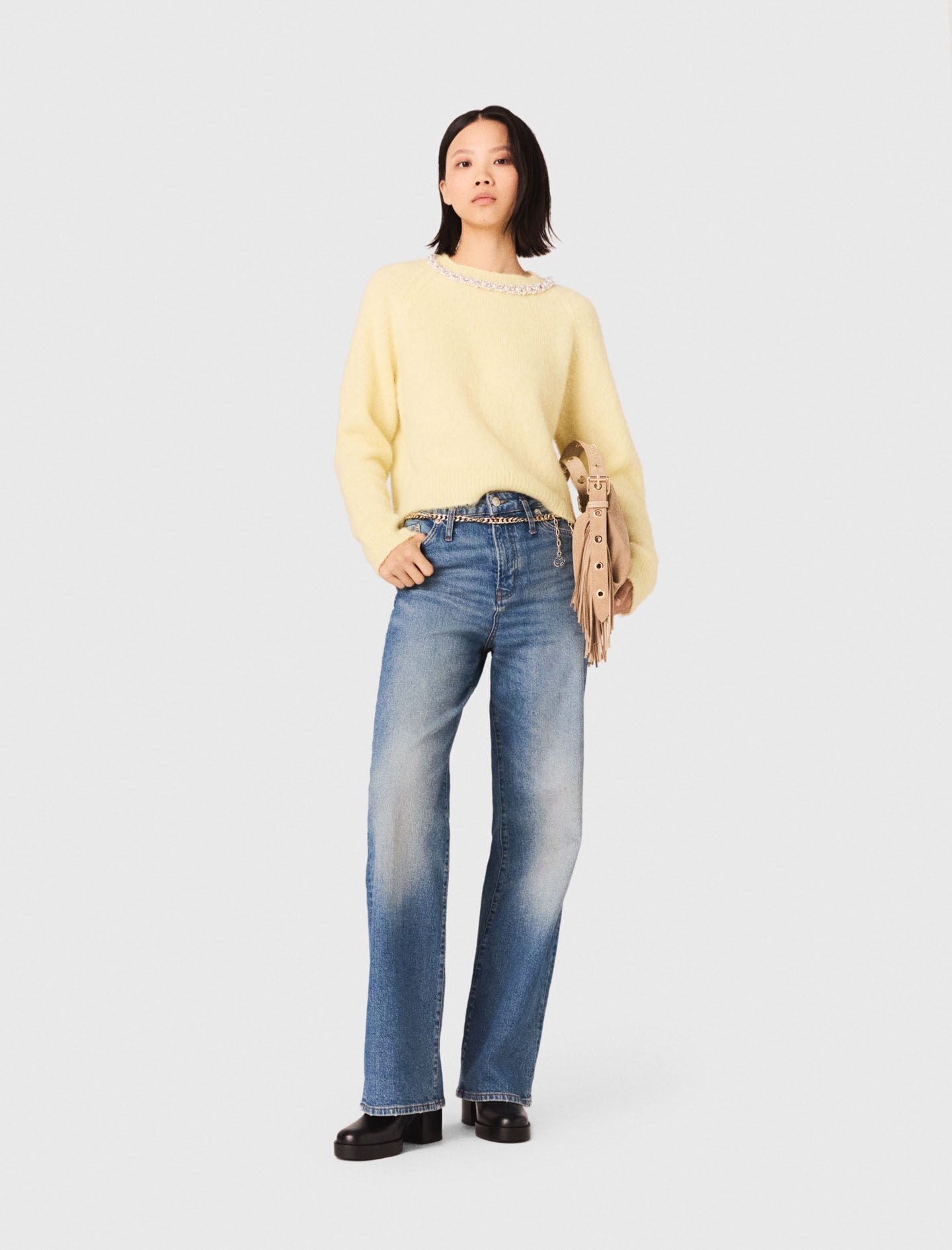 Maje Jeans with chain-link belt