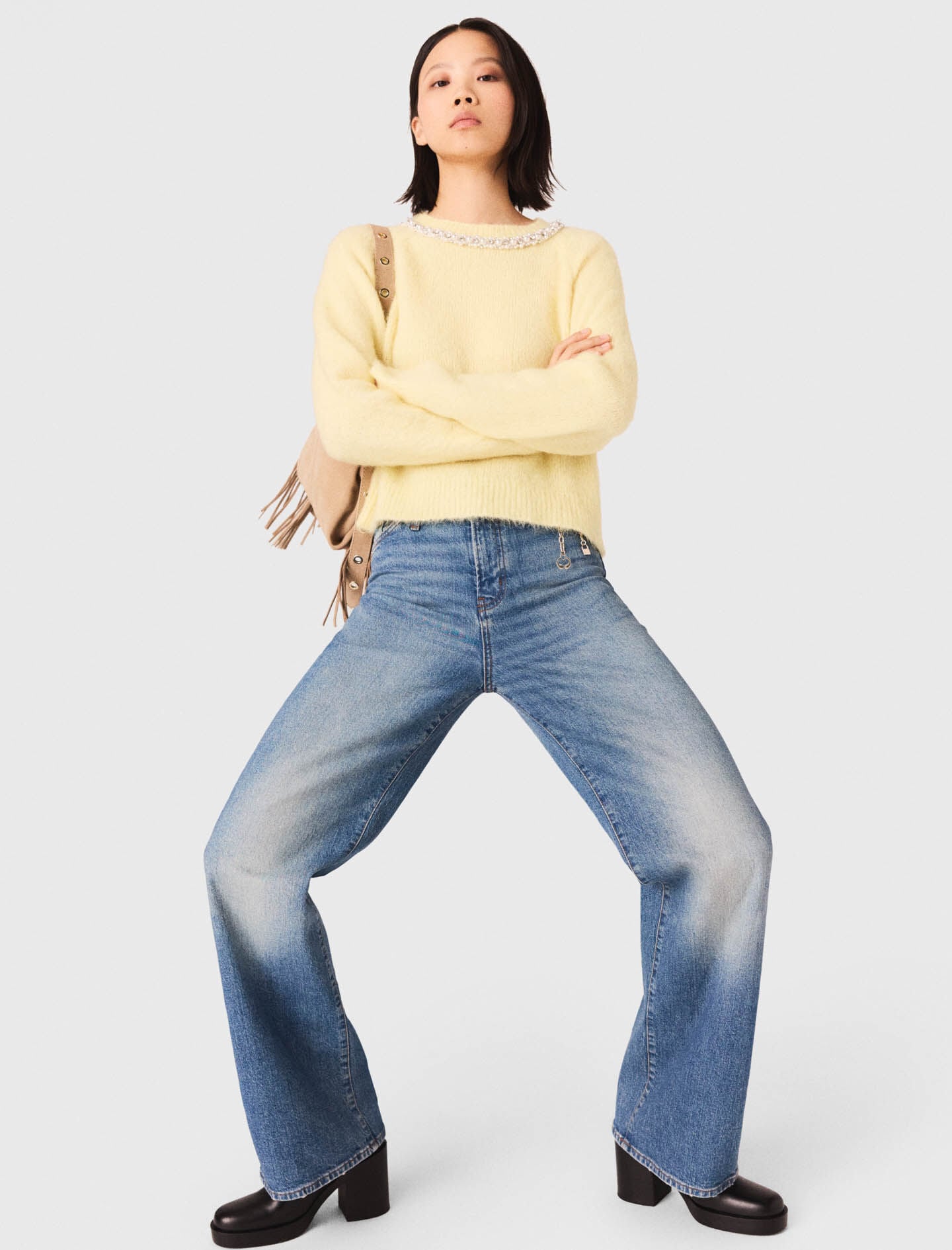 Maje Jeans with chain-link belt