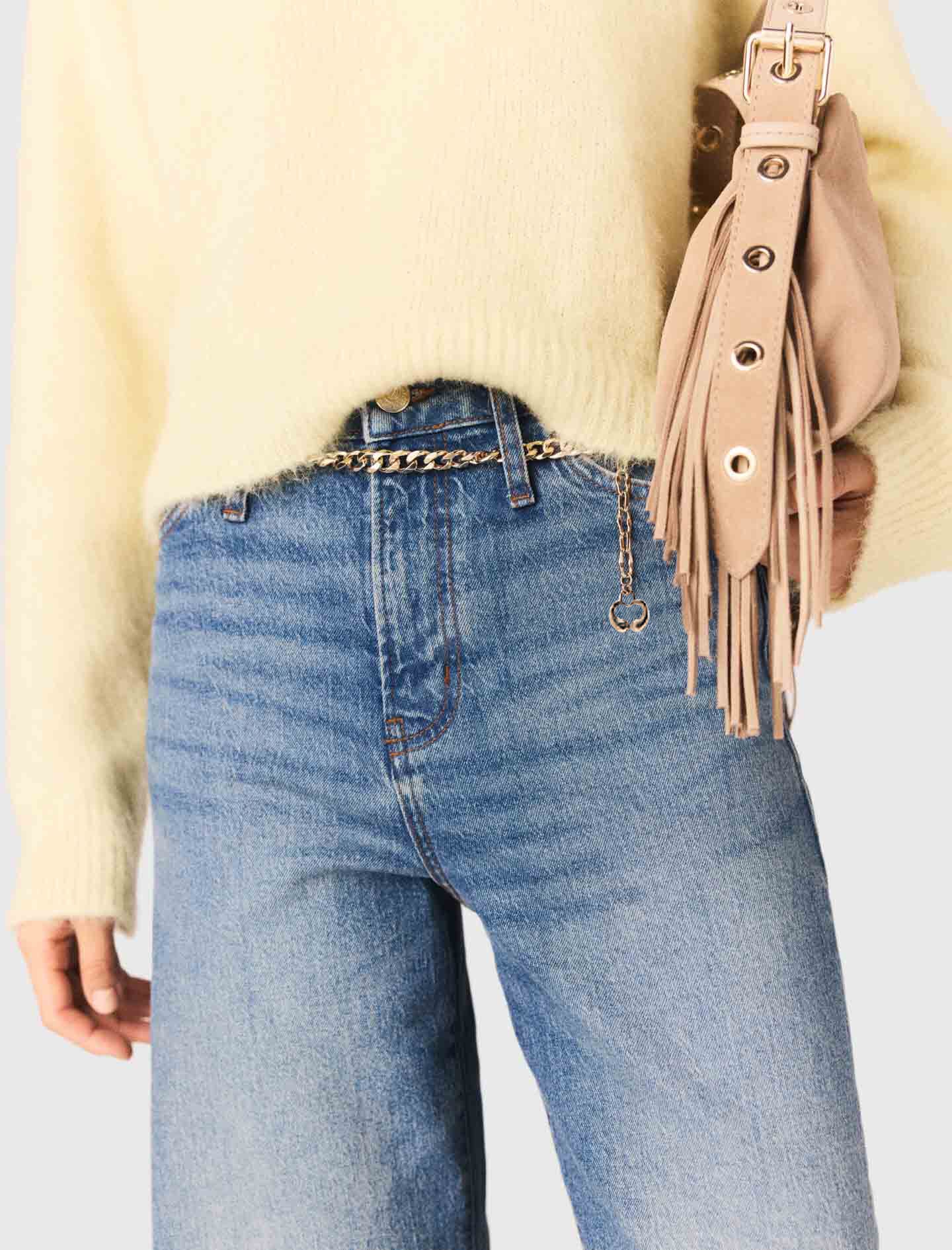 Maje Jeans with chain-link belt