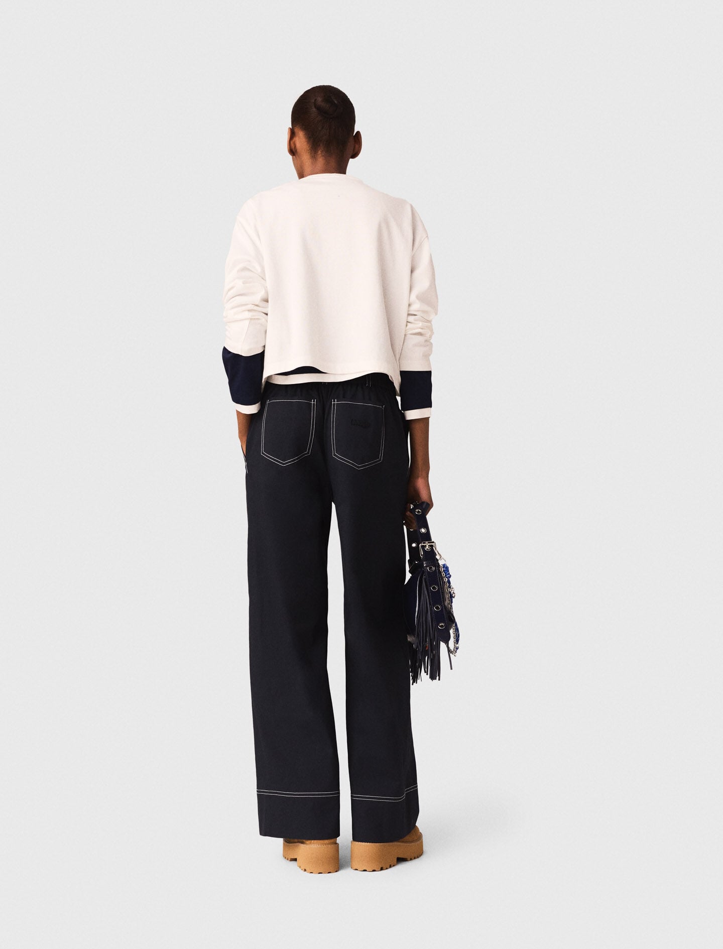 Maje Cotton trousers with leather belt