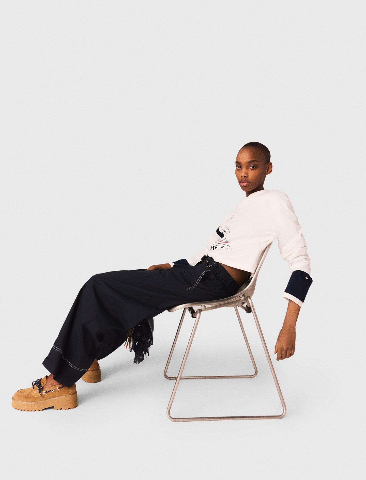 Maje Cotton trousers with leather belt