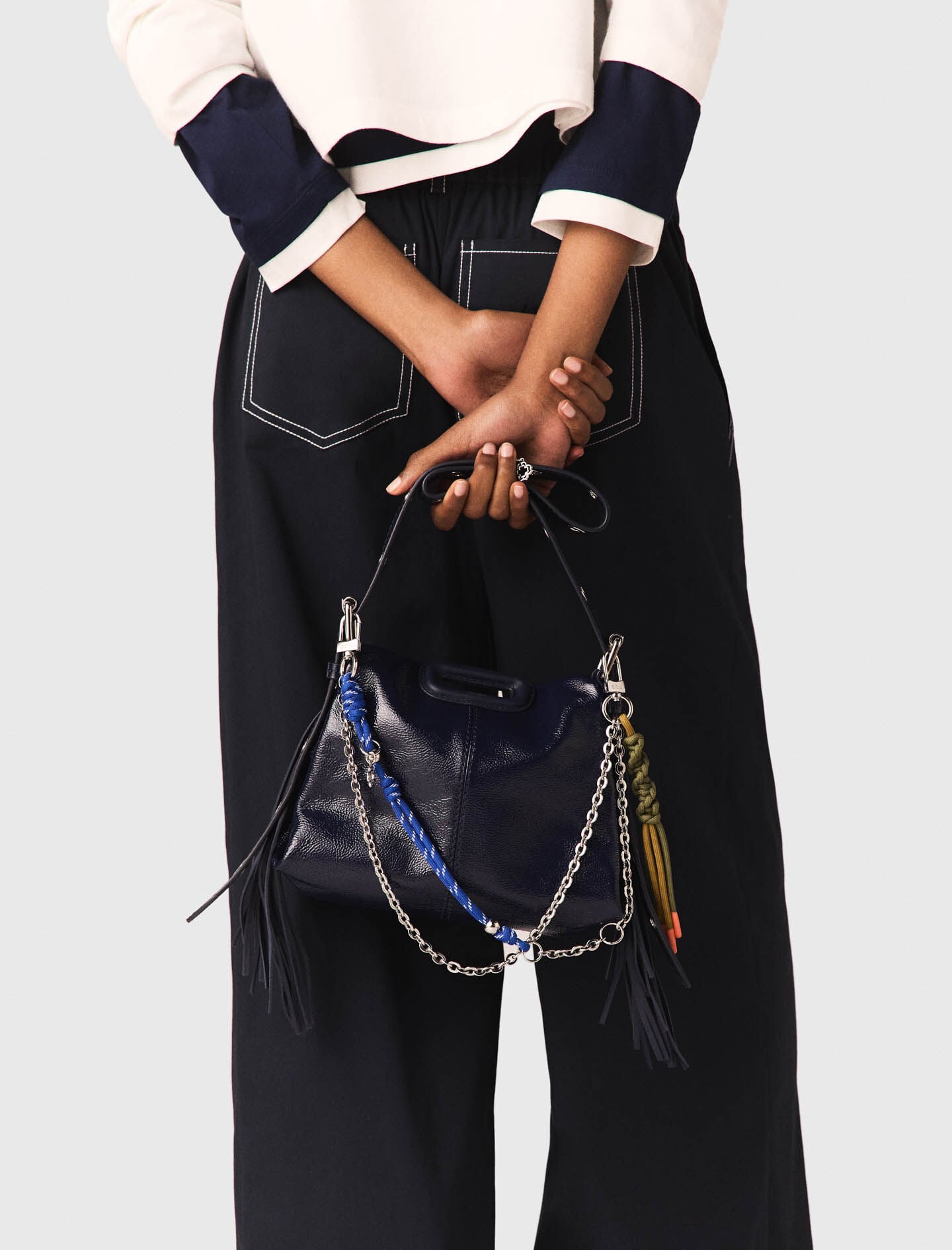 Maje Cotton trousers with leather belt