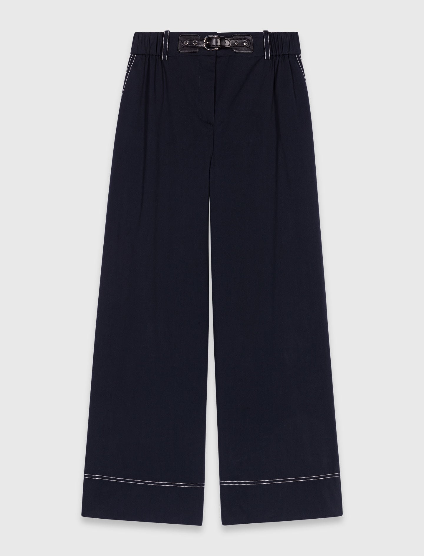 Maje Cotton trousers with leather belt