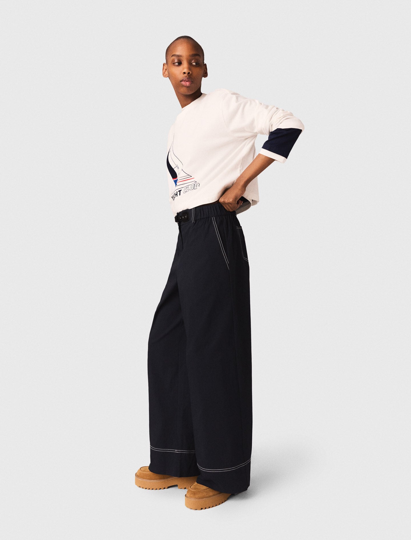 Maje Cotton trousers with leather belt