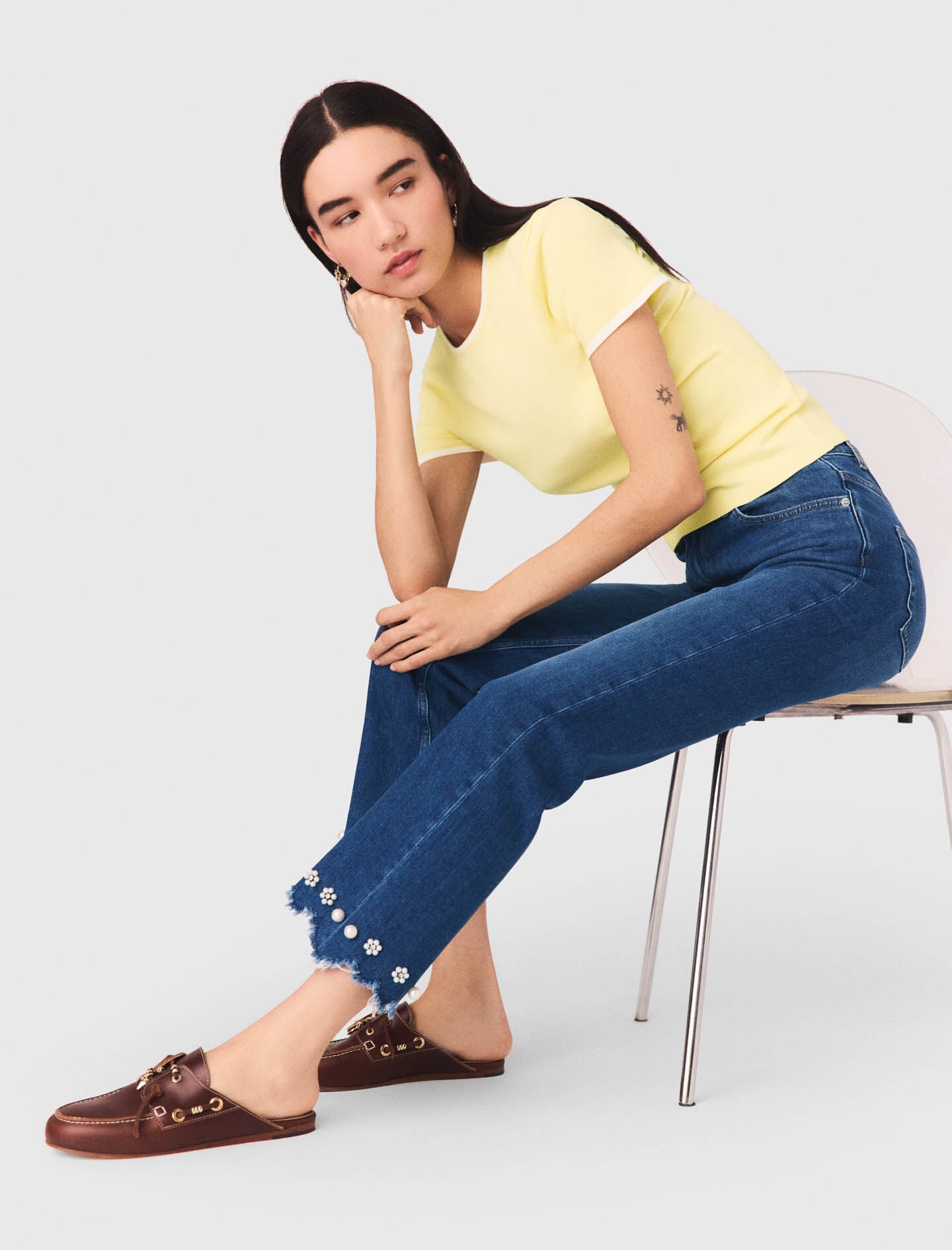 Maje Beaded bootcut jeans