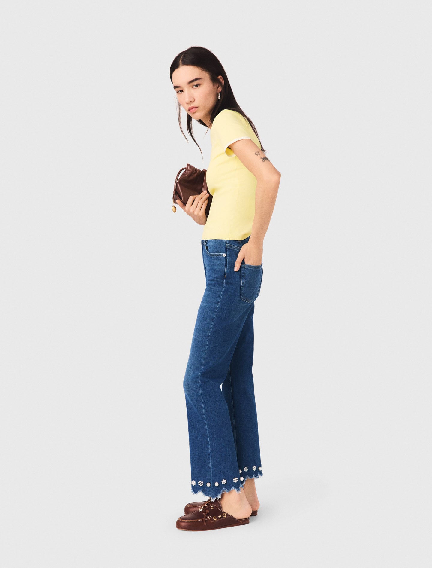 Maje Beaded bootcut jeans