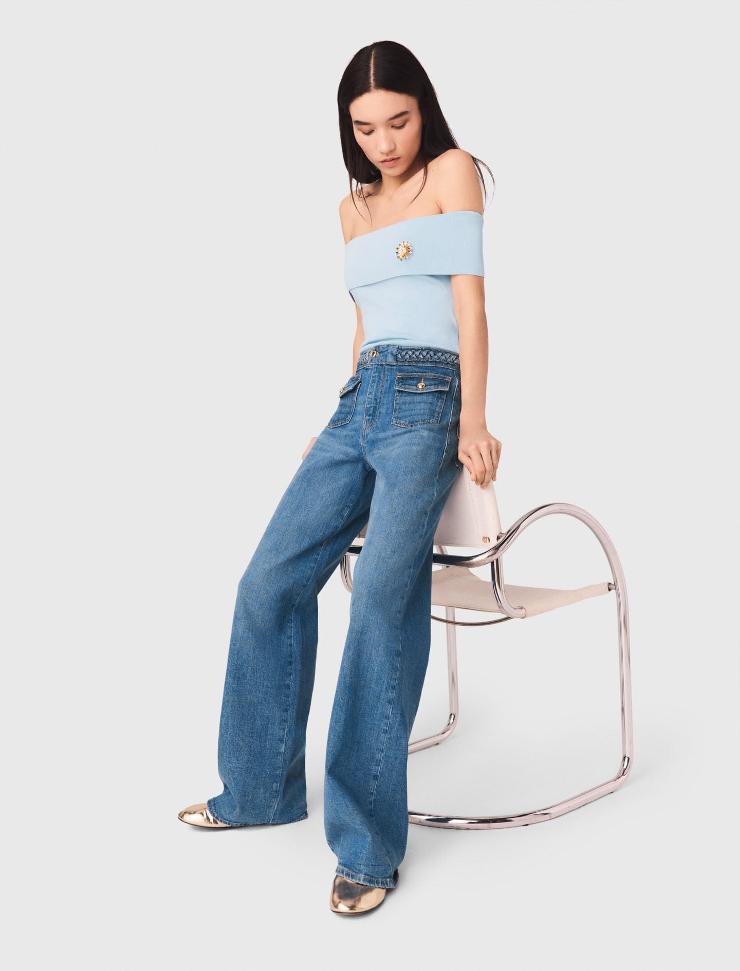 Maje Braided flared jeans