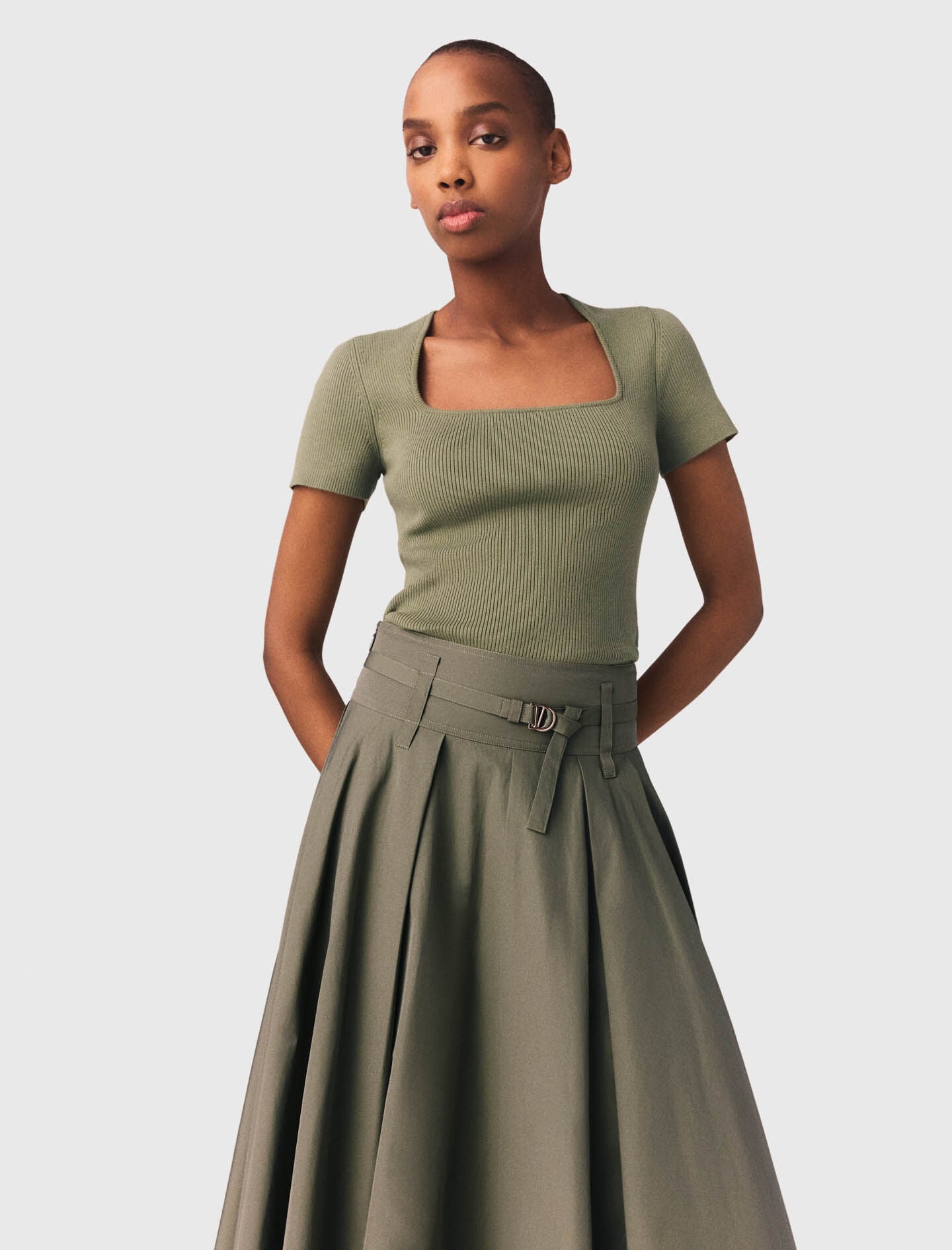 Maje Square-neck ribbed sweater