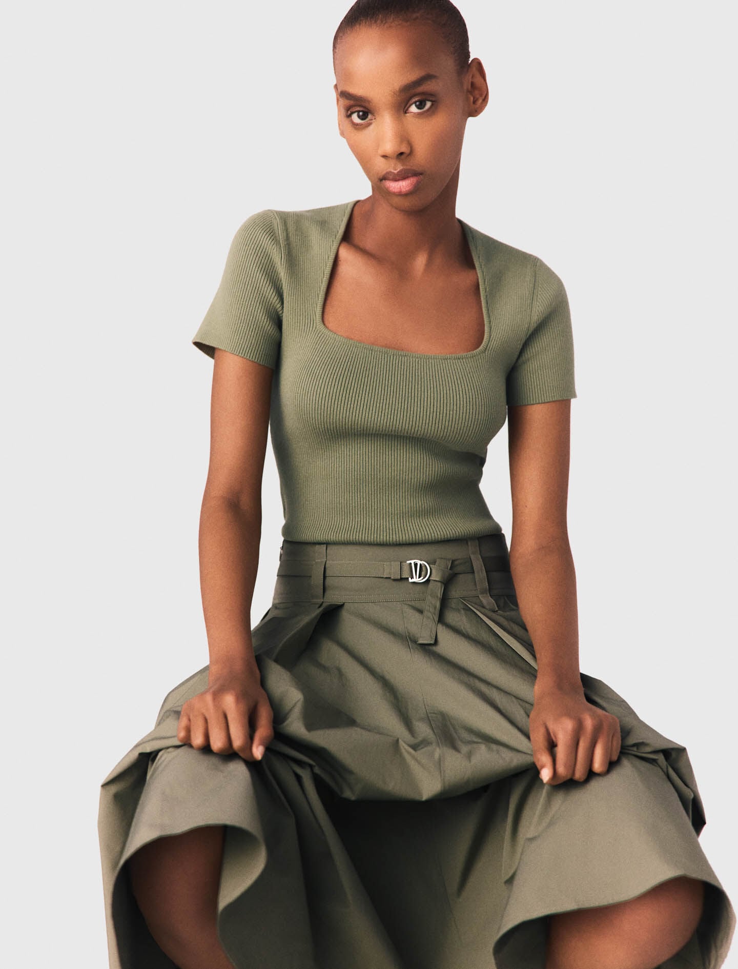 Maje Square-neck ribbed sweater