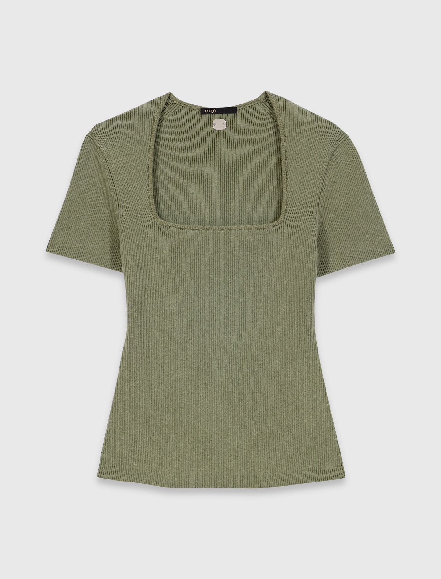 Maje Square-neck ribbed sweater