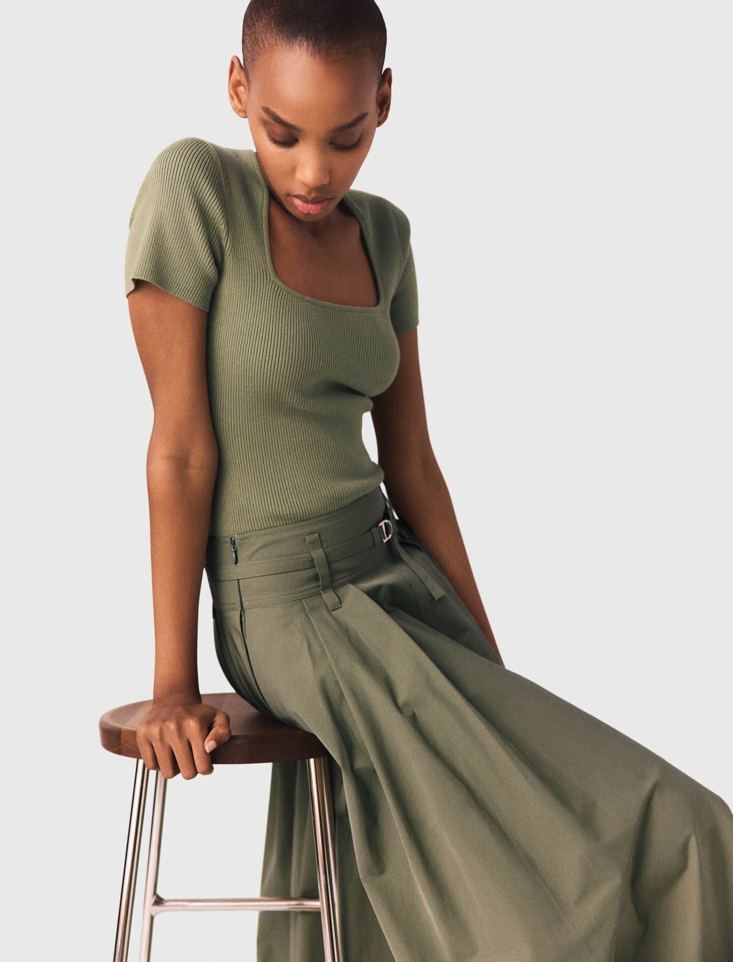 Maje Square-neck ribbed sweater