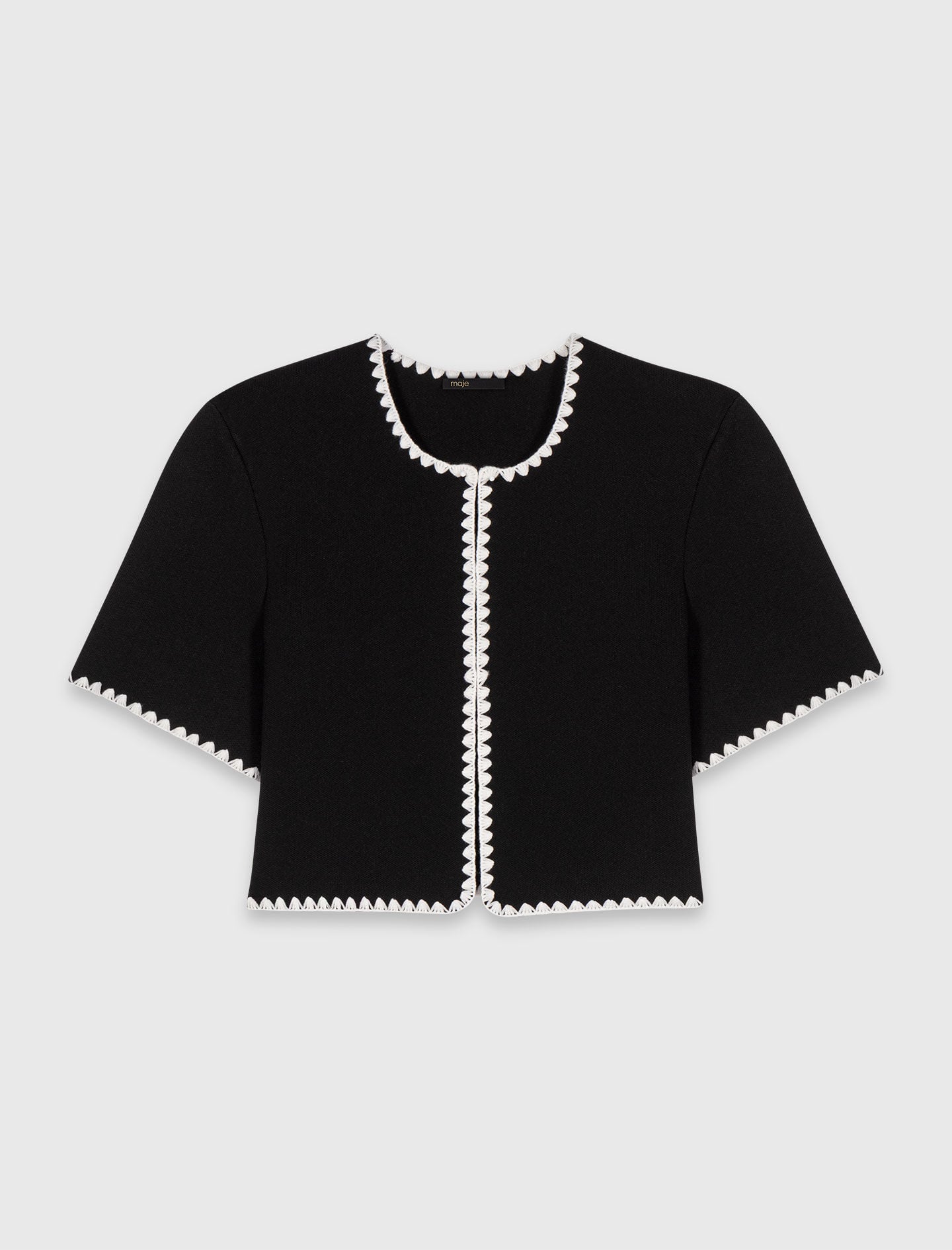 Maje Topstitched cropped cardigan