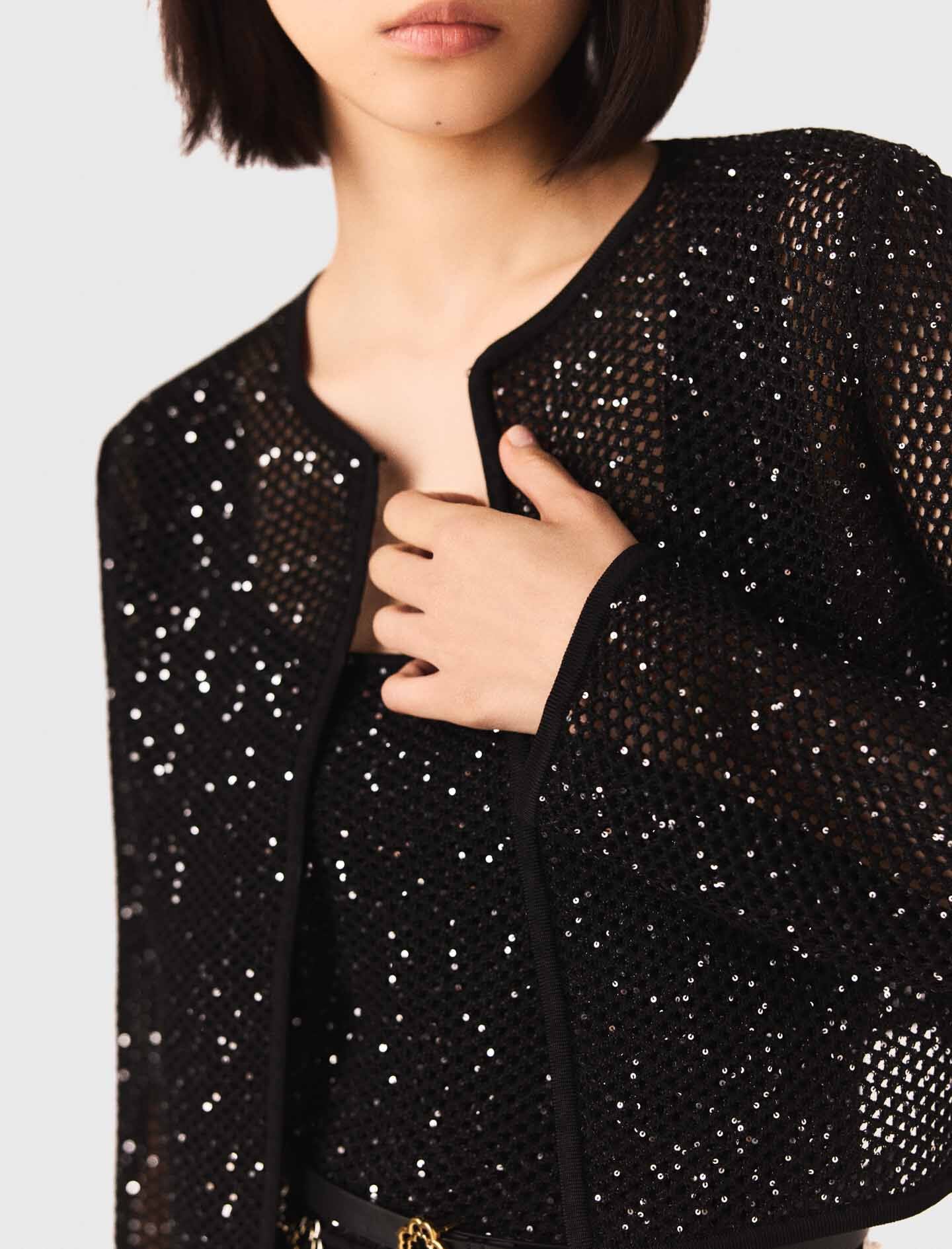 Maje Rhinestone knit cardigan