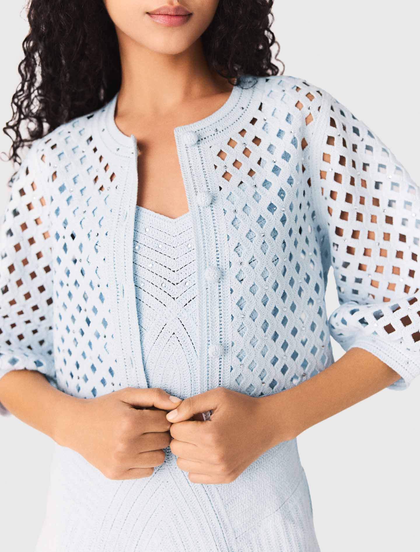Maje Rhinestone crochet cardigan