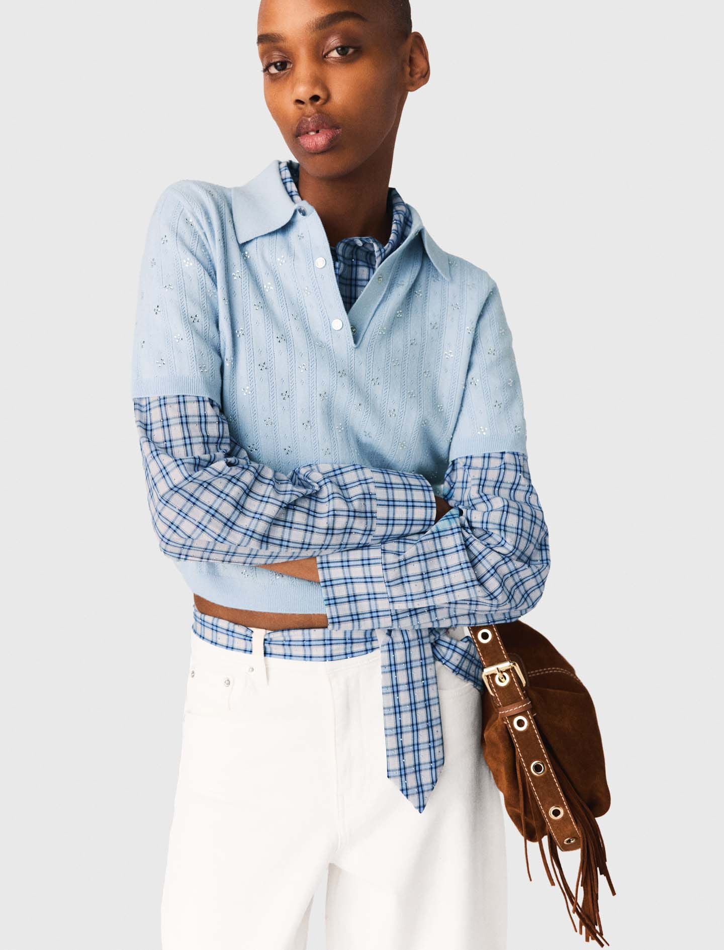Maje Cropped sweater with rhinestones
