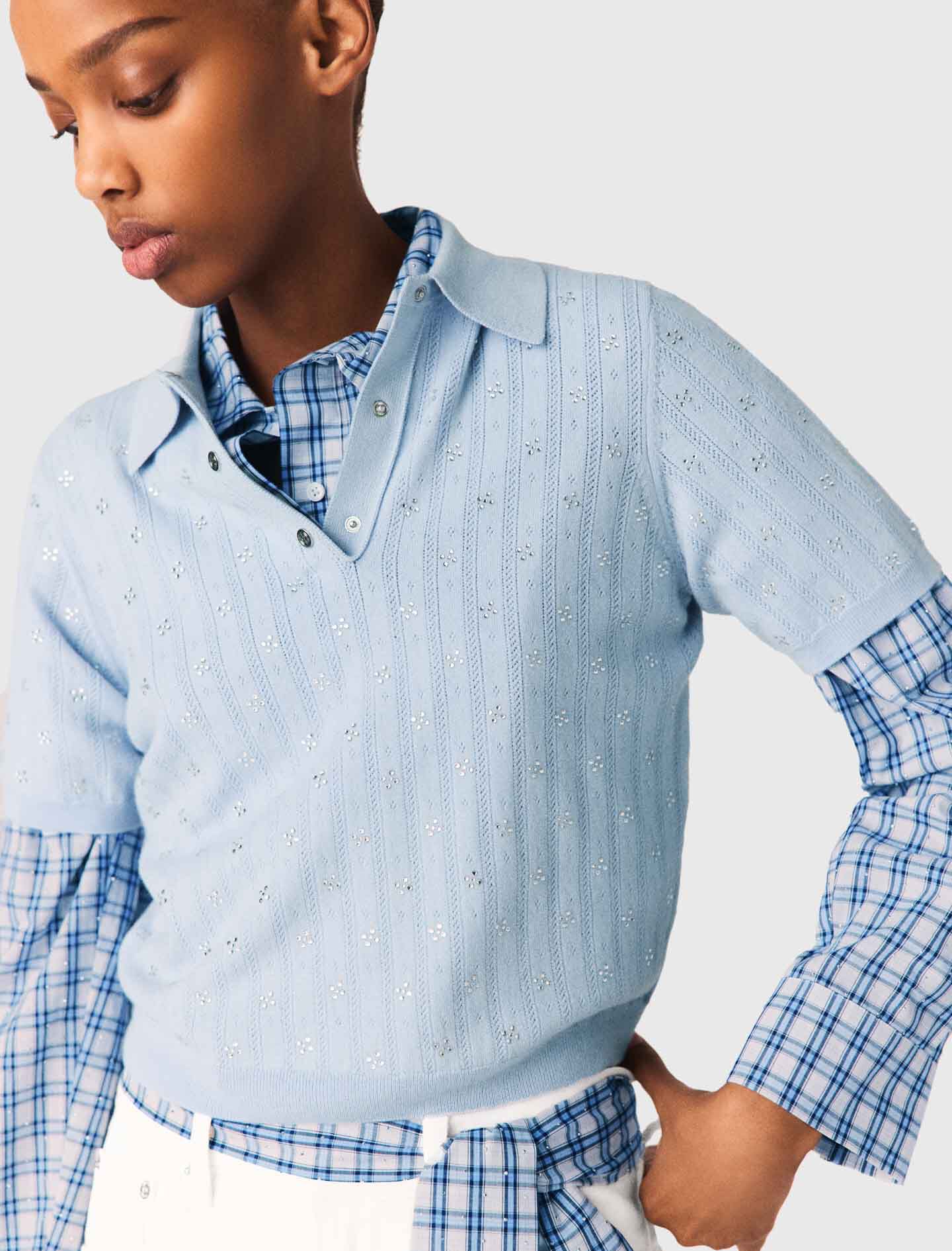 Maje Cropped sweater with rhinestones