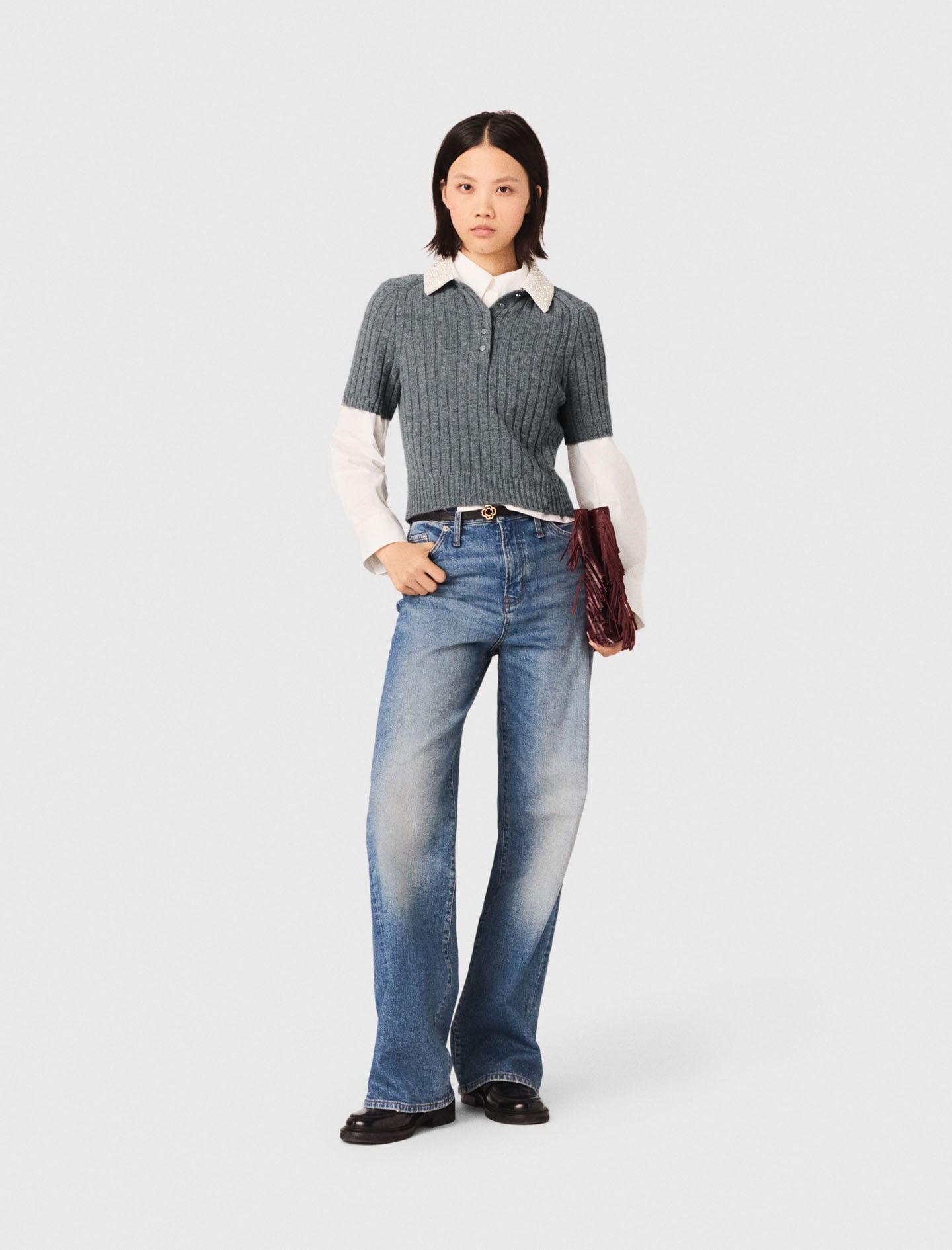 Maje Removable beaded collar sweater