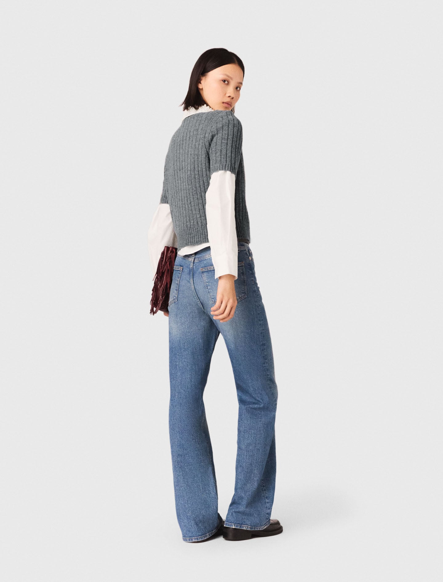 Maje Removable beaded collar sweater