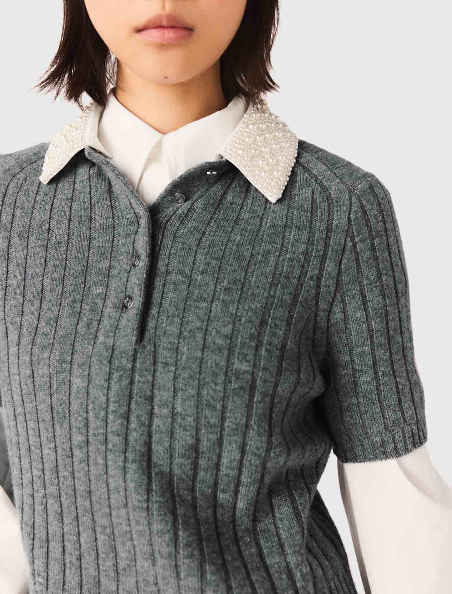 Maje Removable beaded collar sweater