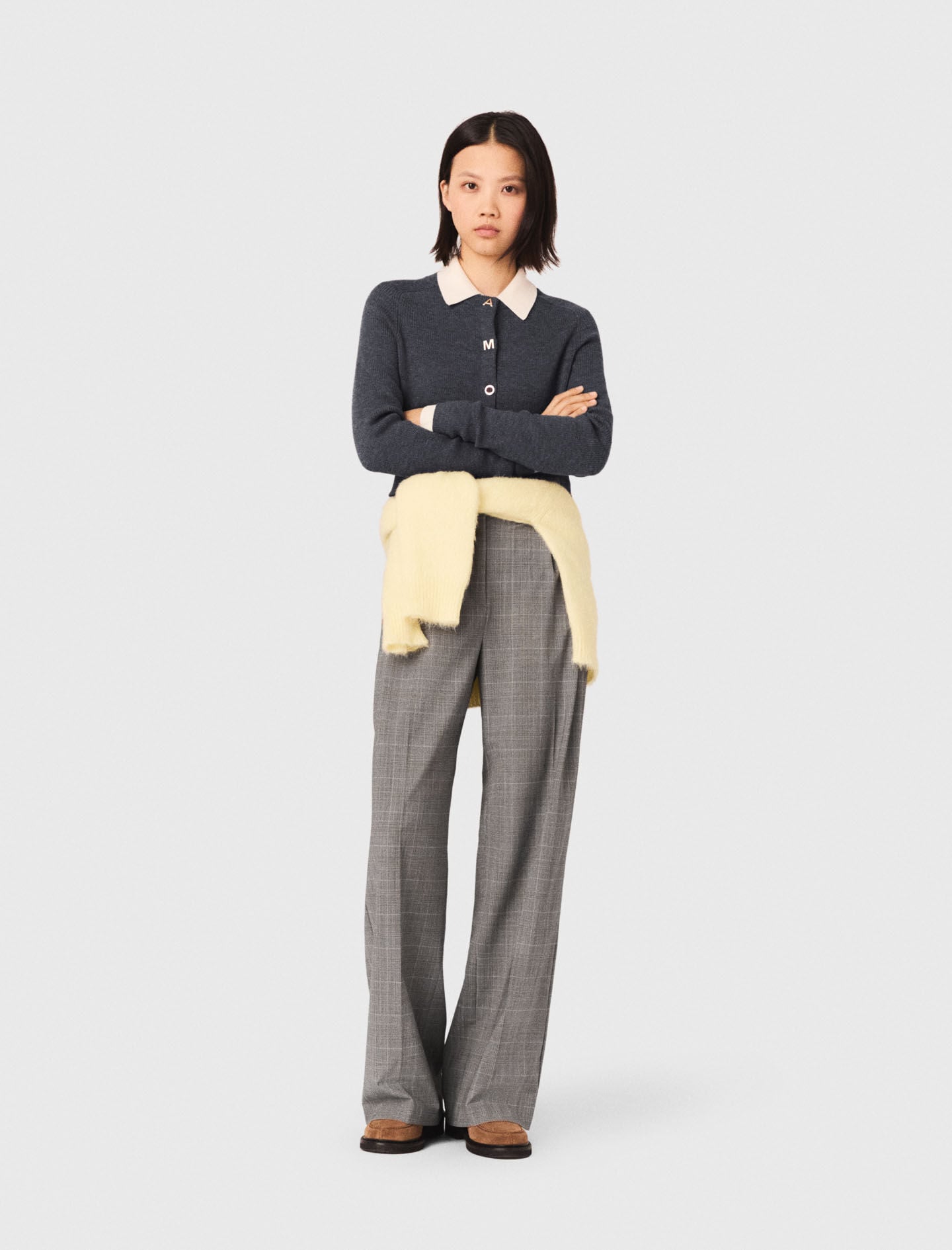Maje Amour round-neck rib knit cardigan