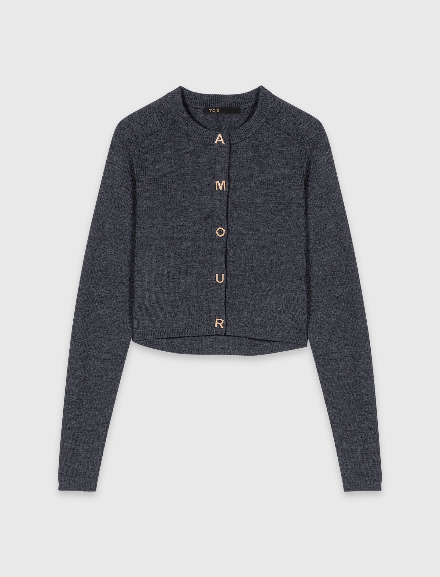 Maje Amour round-neck rib knit cardigan