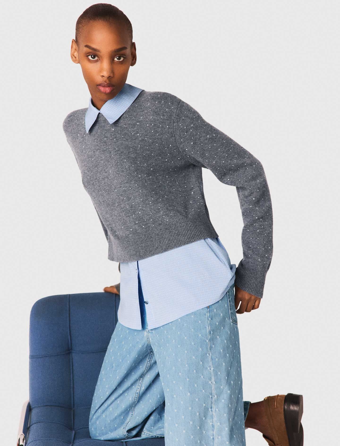 Maje Sweater with removable collar and layer