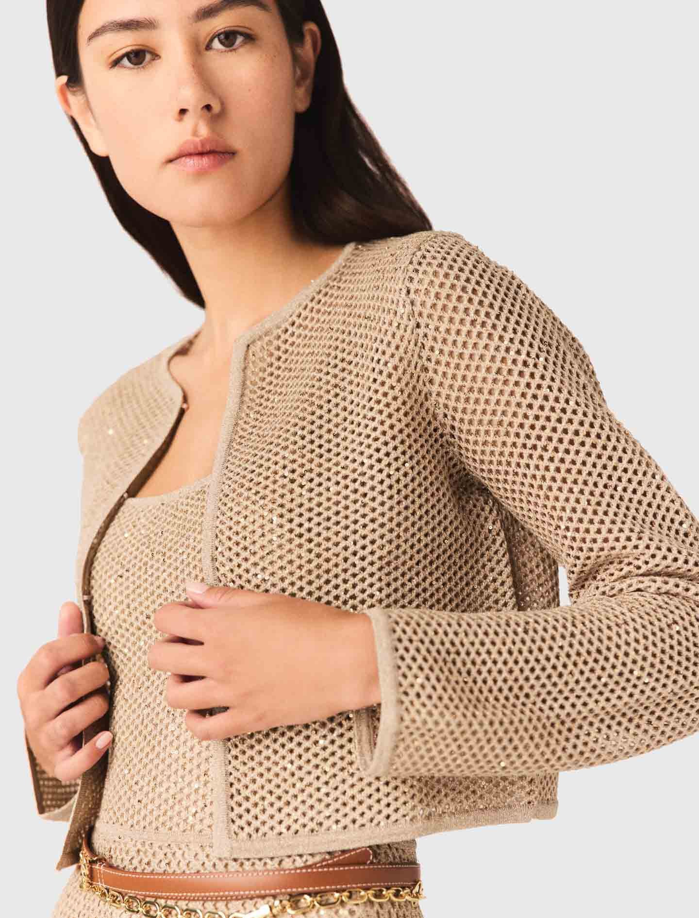 Maje Rhinestone knit cardigan