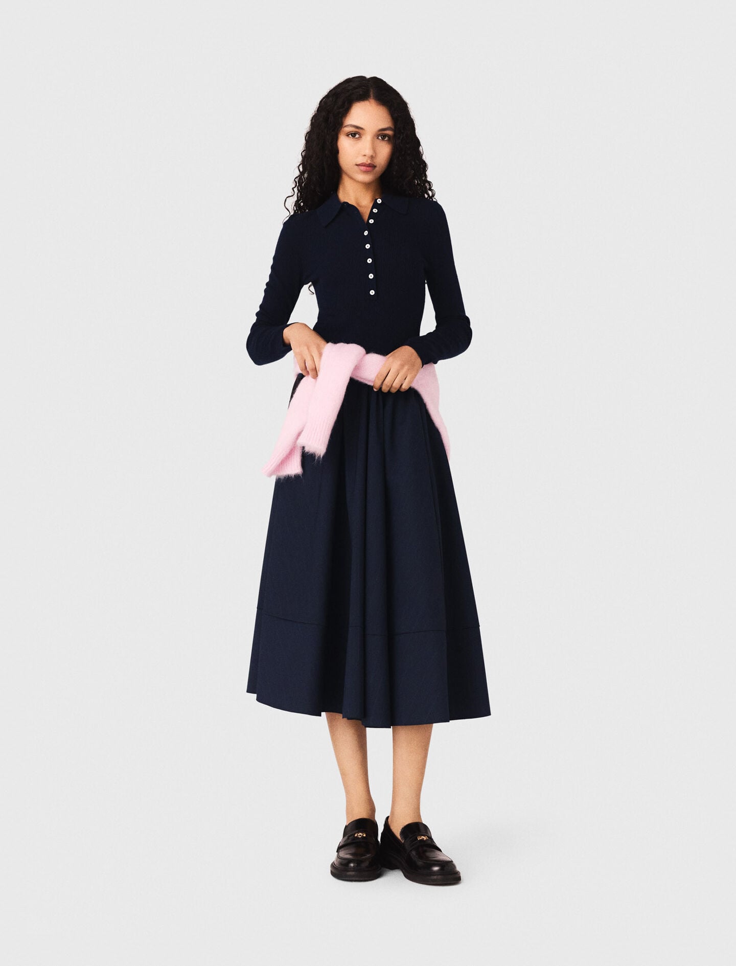 Maje Polo collar ribbed sweater