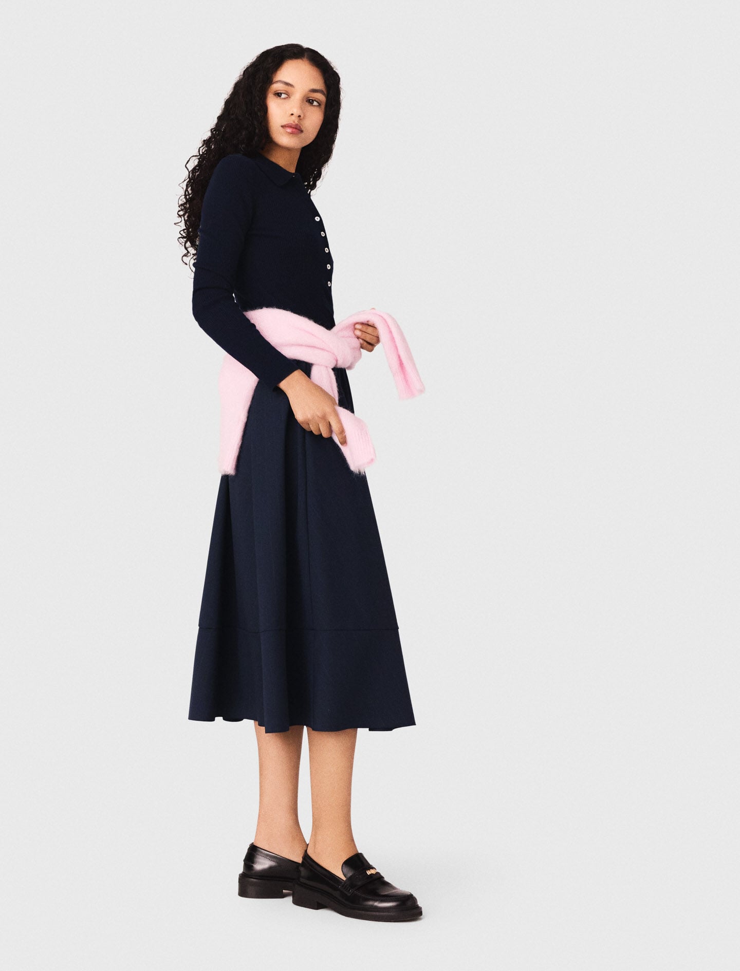 Maje Polo collar ribbed sweater