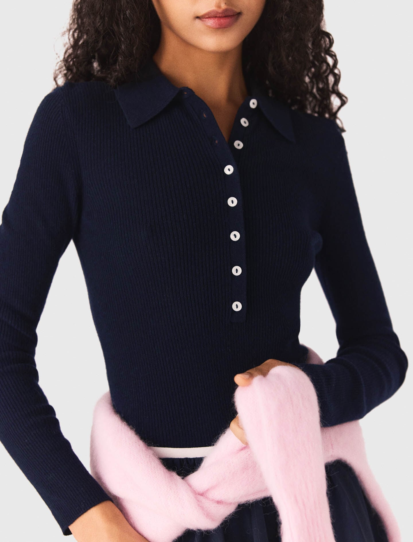 Maje Polo collar ribbed sweater