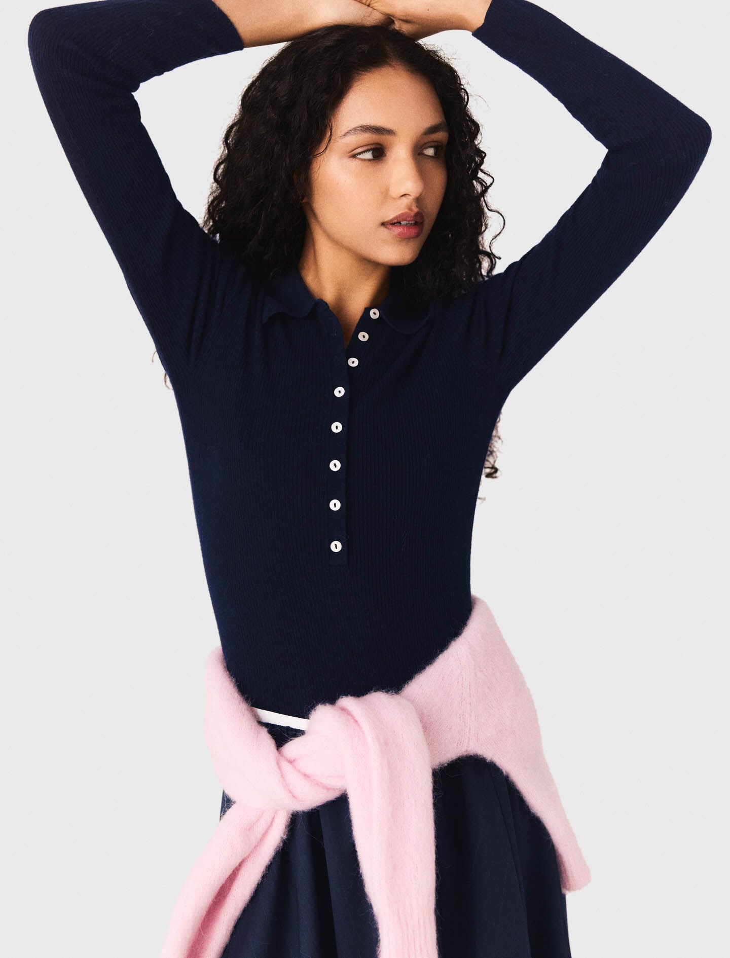 Maje Polo collar ribbed sweater