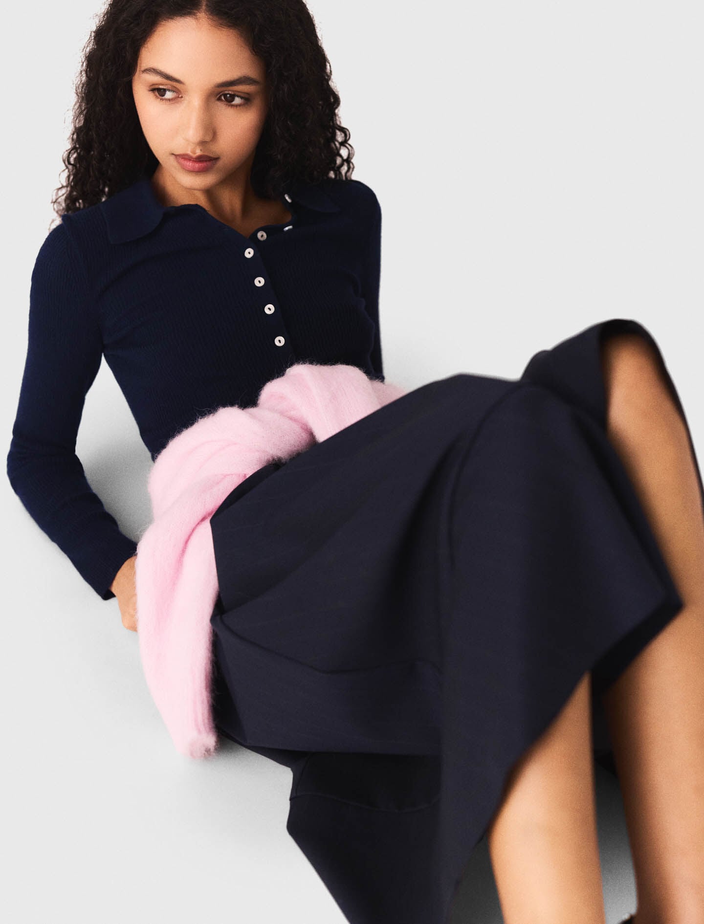 Maje Polo collar ribbed sweater